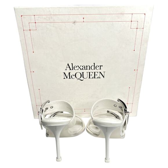 Alexander McQueen White Double Buckle Punk Mules Size IT 36 - Picture 3 of 10